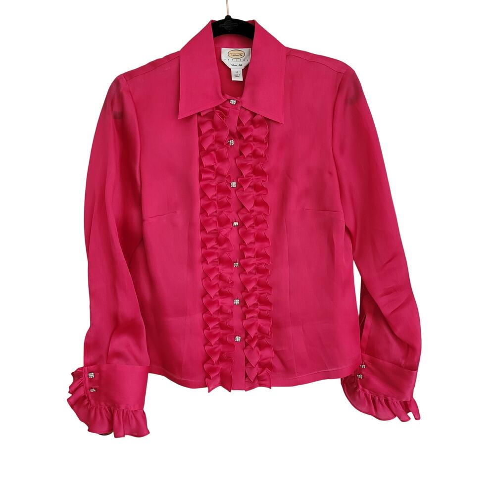 Talbots Red Silk Blouse size 10 Festive Feminine  Chic Old Money Aesthetic